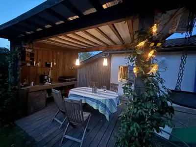 Plan de l'établissement Ferme landaise avec Piscine , 4 chambres