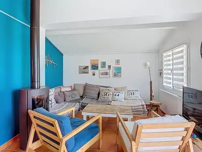 Coin salon dans l'établissement Villa à Vieux-Boucau pour 10 pers, proche océan, avec terrasse - FR-1-857-4