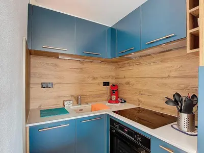 Cuisine ou kitchenette dans l'établissement Vieux-Boucau: T2 4 personnes avec terrasse et vue lac - FR-1-857-29