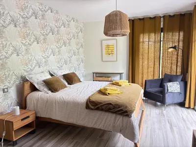 Un ou plusieurs lits dans un hébergement de l'établissement Villa Camille - ARCHIK Plage du Pyla