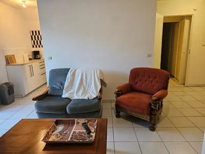 Coin salon dans l'établissement Appartement lumineux avec terrasse et parking à 5 min du centre ville