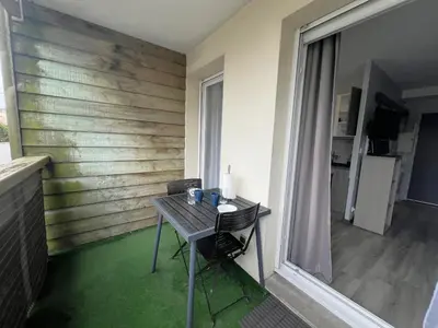 Cuisine ou kitchenette dans l'établissement Studio tout confort avec terrasse & parking sécurisé à La Teste-de-Buch - FR-1-474-289