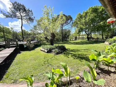 Jardin de l'établissement Maison atypique au coeur de notre pinede