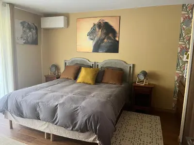 Un ou plusieurs lits dans un hébergement de l'établissement 2 chambres près Contis Plage
