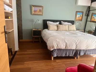 Un ou plusieurs lits dans un hébergement de l'établissement 2 chambres près Contis Plage