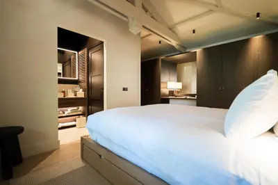 Un ou plusieurs lits dans un hébergement de l'établissement Pyla - Sublime villa - Accès privé au Bassin
