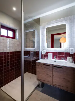 Salle de bains dans l'établissement Maison et Bergerie du Chot
