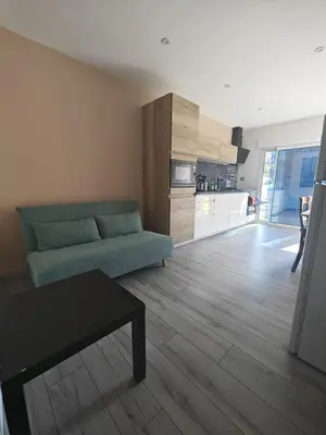 Cuisine ou kitchenette dans l'établissement Appartement proche Dune du Pilat