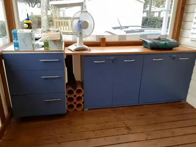 Cuisine ou kitchenette dans l'établissement Mobil home 502 Gastes