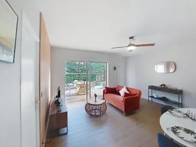 Coin salon dans l'établissement Holiday Home Bretons by Interhome