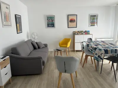 Coin salon dans l'établissement Appartement Mimizan Plage