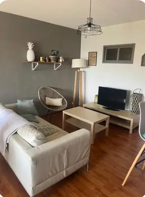Télévision ou salle de divertissement dans l'établissement Grand appartement avec Terrasse entre la plage Sud et la Centrale