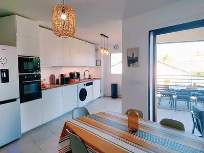 Cuisine ou kitchenette dans l'établissement La Terrasse du 14 juillet