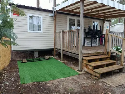 Jardin de l'établissement Mobil-home Dunes de Contis Chez Bibou