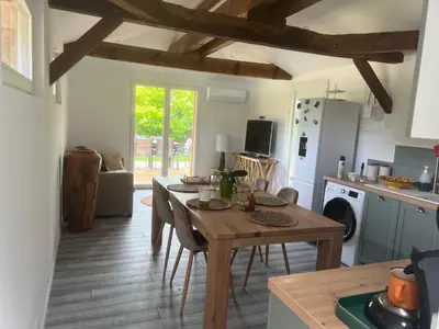 Cuisine ou kitchenette dans l'établissement Airial landais
