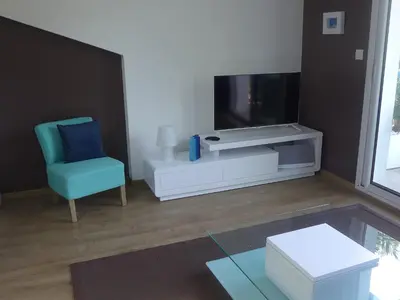 Télévision ou salle de divertissement dans l'établissement Apartment Les Berges Landaises-1 by Interhome