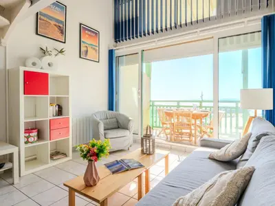 Coin salon dans l'établissement Apartment Cap Océan-5 by Interhome