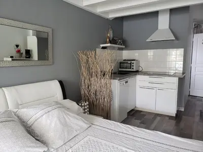 Cuisine ou kitchenette dans l'établissement Studio Zure Ondoan - SPA et piscine chauffée