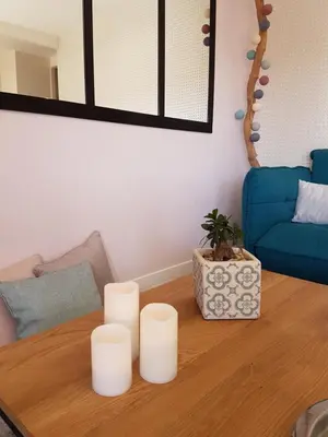Coin salon dans l'établissement Apartment Cap Larros