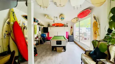 Coin salon dans l'établissement Carwyns Surf House