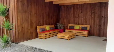 Coin salon dans l'établissement Maison tout confort 6 personnes à 300m de la plage - Clim & Wifi