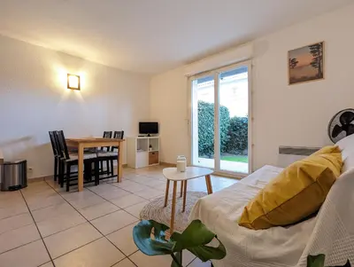 Coin salon dans l'établissement Résidence Au Pitot, Biscarrosse-Plage