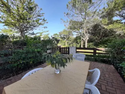 Jardin de l'établissement Maison rénovée avec terrasse à 700m des plages, marché et activités - Tennis et piste cyclable à 10m - FR-1-239-385