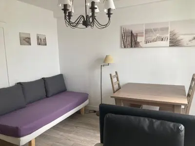 Coin salon dans l'établissement Appartement 2/3 personnes à 10 minutes de Contis plage (Saint Julien en Born)
