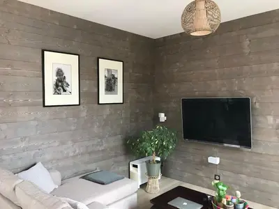 Télévision ou salle de divertissement dans l'établissement Maison à deux pas de l'océan