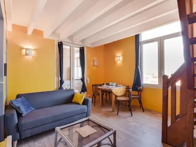 Coin salon dans l'établissement Studio Le Patio by Interhome