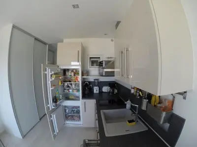 Cuisine ou kitchenette dans l'établissement Studio front de mer Hossegor vue ocean plein sud 2 personnes