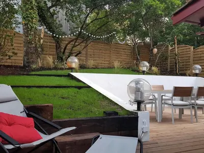 Coin salon dans l'établissement Villa rénovée Pyla S/Mer: 4 chambres, jardin, terrasse, cuisine d'été, proche Dune du Pilat, parkings - FR-1-420-81