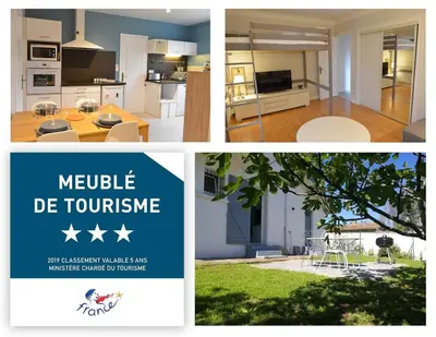 Cuisine ou kitchenette dans l'établissement Appartement de vacances avec jardin à Tarnos