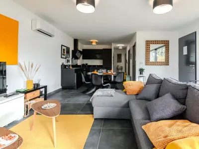 Coin salon dans l'établissement Holiday Home palot 17 by Interhome