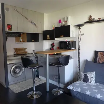 Cuisine ou kitchenette dans l'établissement Réf 539, Seignosse Océan, Appartement à 150m de la plage, proche commerces, 4 personnes