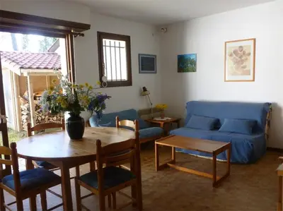 Coin salon dans l'établissement Réf 210 Seignosse Océan, Villa Patio Classée 3 étoiles au Calme, Proche de la plage et des commerces