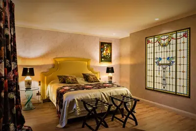Un ou plusieurs lits dans un hébergement de l'établissement Chateau du Bec du Gave
