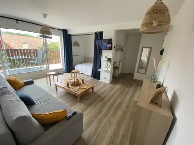 Coin salon dans l'établissement Appartement Pour 6 Personne- Residence San Michele