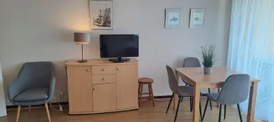 Télévision ou salle de divertissement dans l'établissement Appartement T1 central pour cures courts séjours