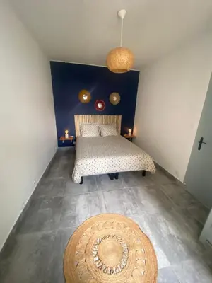 Un ou plusieurs lits dans un hébergement de l'établissement Surf lodge terrasse vue mer Capbreton