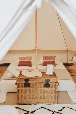 Un ou plusieurs lits dans un hébergement de l'établissement Cocooning Tipi - Seignosse