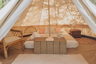 Un ou plusieurs lits dans un hébergement de l'établissement Cocooning Tipi - Seignosse