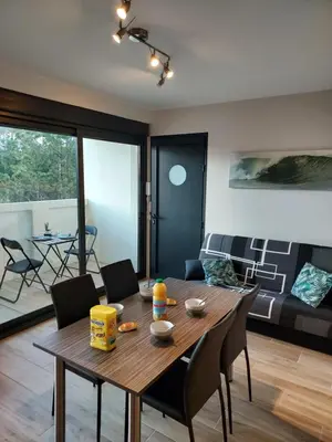 Coin salon dans l'établissement Appartement Mimizan Plage accès direct plage surveillée