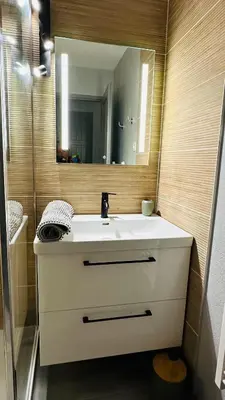 Salle de bains dans l'établissement appartement en residence PIERRE ET VACANCE au golf