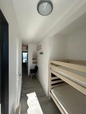 Un ou plusieurs lits dans un hébergement de l'établissement Appartement cosy avec vue océan à Mimizan 6 personnes
