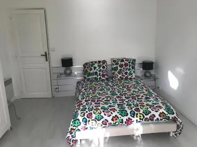 Un ou plusieurs lits dans un hébergement de l'établissement Villa Baïne 8p seignosse