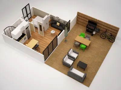 Plan de l'établissement LE COTTAGE VUE LAC-2 vélos-Village Vacances Nature de 70ha! avec piscines et animations