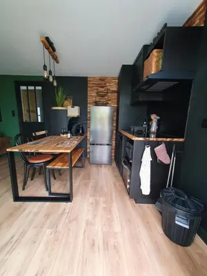 Cuisine ou kitchenette dans l'établissement Jungle