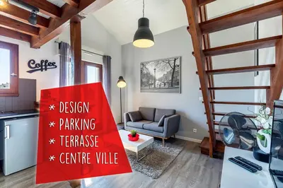 Coin salon dans l'établissement DUPLEX DESIGN TERRASSE - Parking