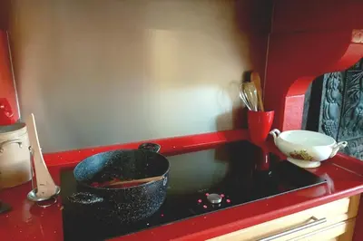Cuisine ou kitchenette dans l'établissement Château de Larunque, 15 p, piscine spa tennis - plages 30 mn